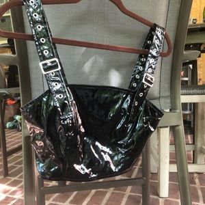 Faux leather crop top